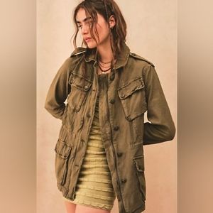 Free People Not Your Brother's Surplus olive green military jacket